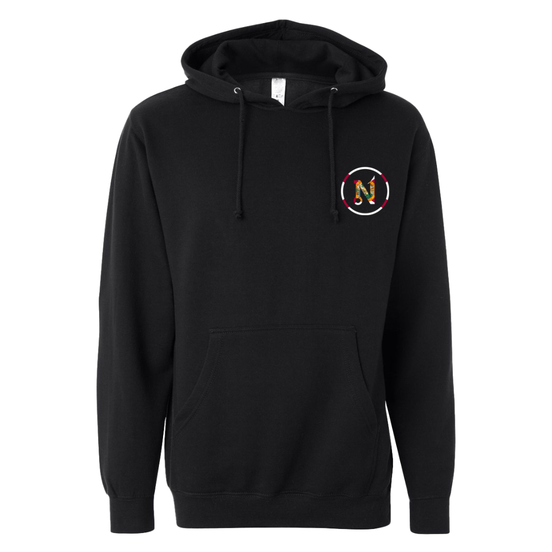 Black Saltstate hoodie with Nautix circle icon featuring Florida flag design on front