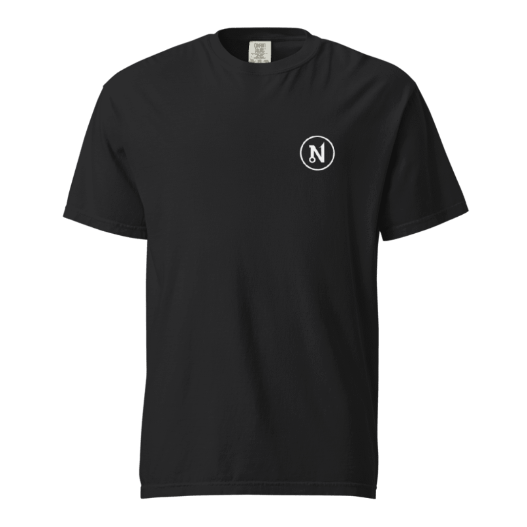Black Slam Art Cotton Tee with small Nautix circle logo on front