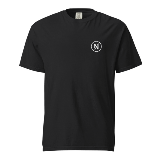 Black Slam Art Cotton Tee with small Nautix circle logo on front