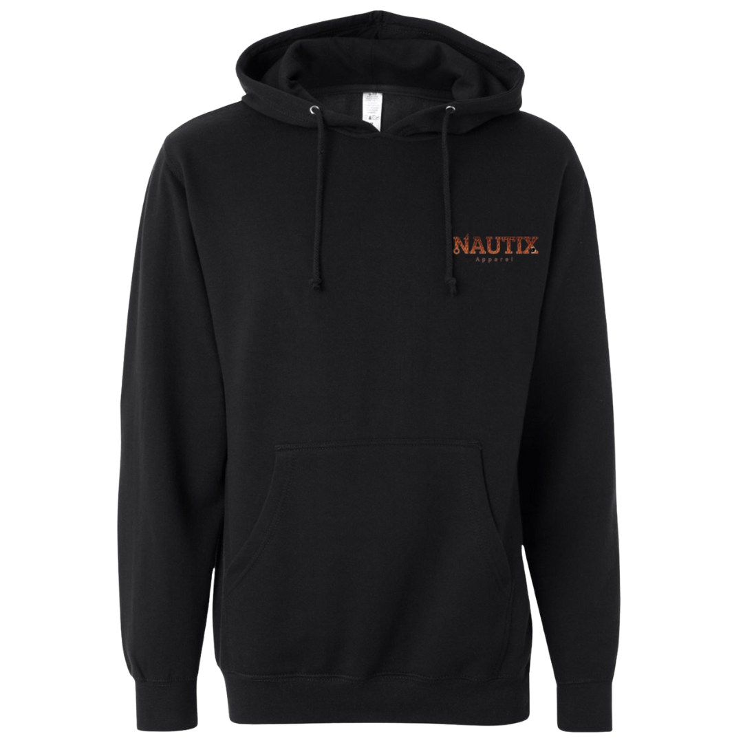 Black Tailing Red cotton hoodie with small Nautix logo on front