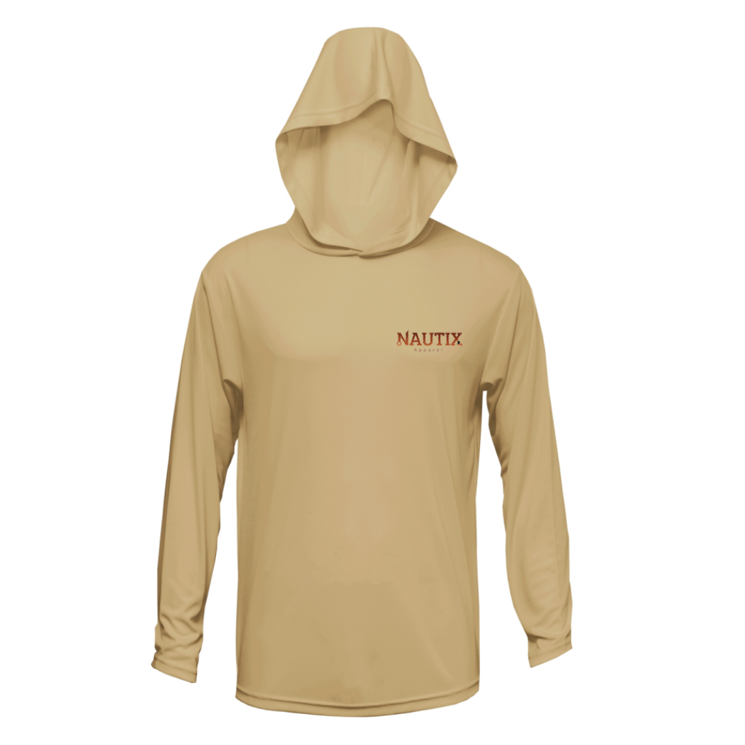 Sand-colored Tailing Red performance hoodie with Nautix logo on front